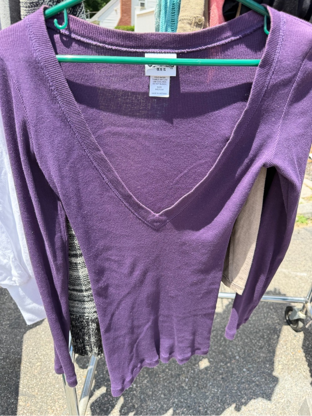 Deep V-Neck Purple Knit Sweater